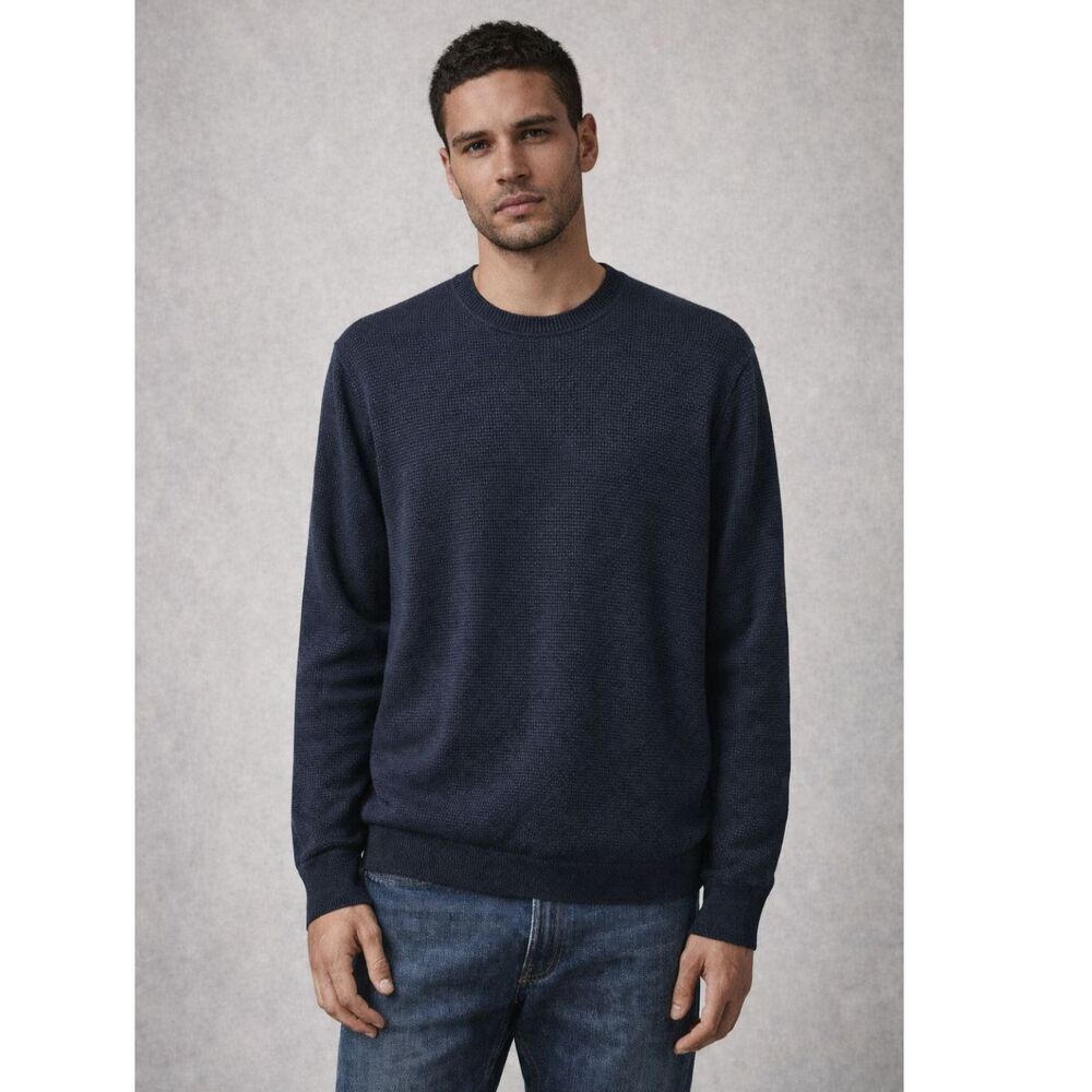 Alan Flusser Cotton Silk and Cashmere Crewneck Sweater in Blue M NWOT